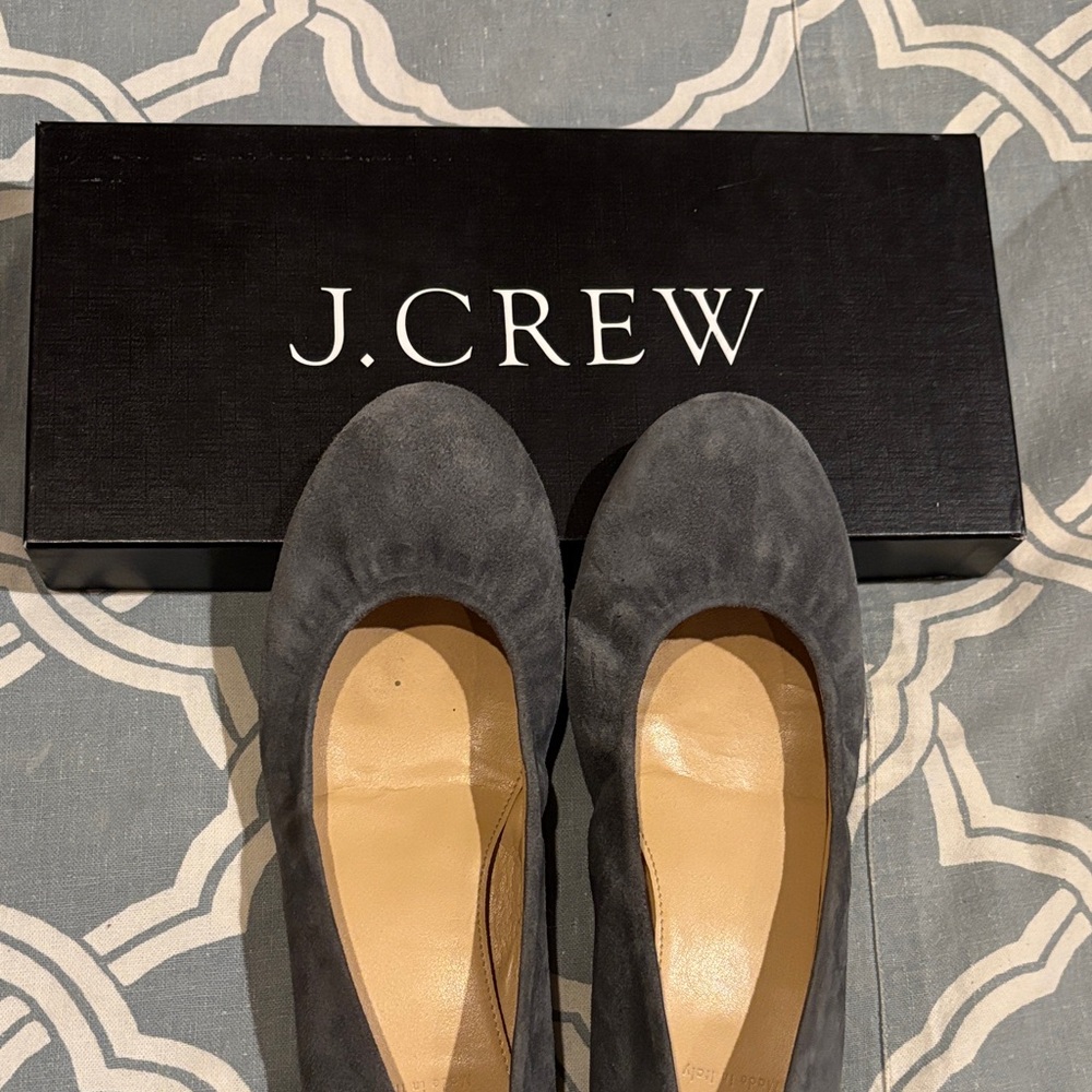 J. Crew Charcoal Suede Ballet Flats